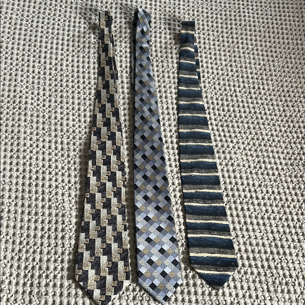 Elegant Men's Tie Set - Black, Gray, Blue
